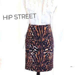 TALBOTS Tiger Print Stretch Straight Skirt 14P